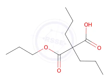 Chemical structure of 2-propoxycarbonyl-2-propylpentanoic acid