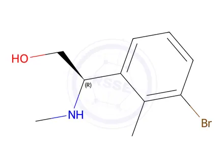 Chemical structure of (R)-2-(3-bromo-2-methylphenyl)-2-(methylamino)ethan-1-ol