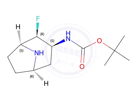 Chemical structure of tert-Butyl ((1S,2R,3S,5R)-2-fluoro-8-azabicyclo[3.2.1]octan-3-yl)carbamate