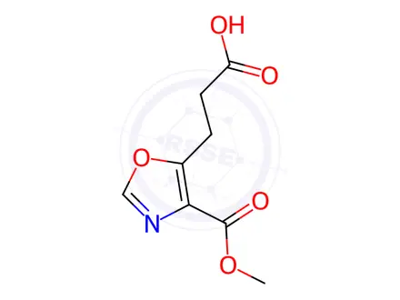 Chemical structure of 5-Oxazolepropanoic acid, 4-(methoxycarbonyl)-