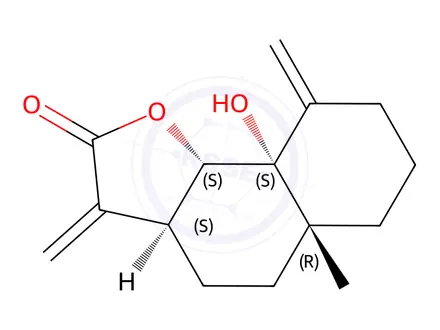 Chemical structure of (3aS)-3aβ,4,5,5a,6,7,8,9,9a,9bα-Decahydro-9aβ-hydroxy-5aα-methyl-3,9-bis(methylene)naphtho[1,2-b]furan-2(3H)-one
