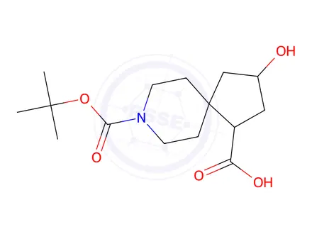 Chemical structure of 8-(Tert-butoxycarbonyl)-3-hydroxy-8-azaspiro[4.5]Decane-1-carboxylic acid