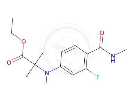Chemical structure of Ethyl 2-((3-fluoro-4-(methylcarbamoyl)phenyl)(nitroso)amino)-2-methylpropanoate