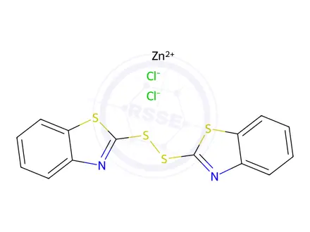 Chemical structure of dichloro[2,2'-dithiobis[benzothiazole]]zinc