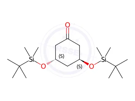 Chemical structure of (3S,5S)-3,5-bis((tert-Butyldimethylsilyl)oxy)cyclohexan-1-one