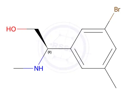Chemical structure of (R)-2-(3-bromo-5-methylphenyl)-2-(methylamino)ethan-1-ol
