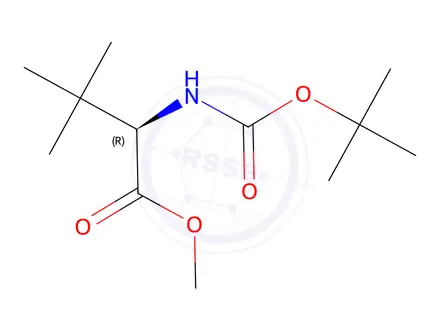 Chemical structure of D-VALINE, N-[(1,1-DIMETHYLETHOXY)CARBONYL]-3-METHYL-, METHYL ESTER