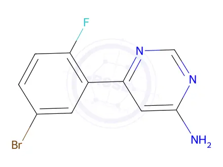 Chemical structure of 6-(5-Bromo-2-fluorophenyl)pyrimidin-4-amine