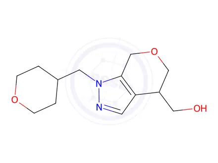 Chemical structure of (1-((Tetrahydro-2H-pyran-4-yl)methyl)-1,4,5,7-tetrahydropyrano[3,4-c]pyrazol-4-yl)methanol