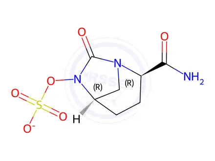 Chemical structure of Sodium (1R,2R,5R)-2-carbamoyl-7-oxo-1,6-diazabicyclo[3.2.1]octan-6-yl sulfate
