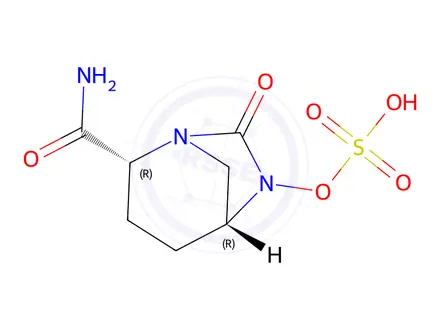 Chemical structure of Sulfuric acid, mono[(2S,5S)-2-(aminocarbonyl)-7-oxo-1,6-diazabicyclo[3.2.1]oct-6-yl] ester, rel-