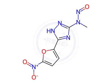 Chemical structure of N-Methyl-3-(5-nitrofuran-2-yl)-N-nitroso-1H-1,2,4-triazol-5-amine