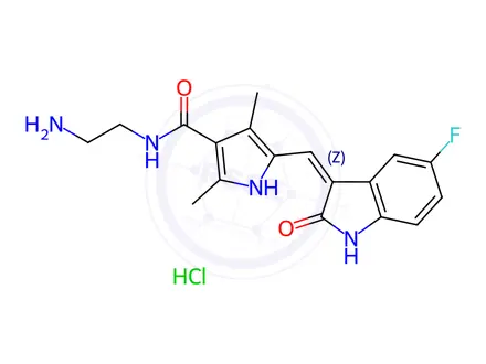 Chemical structure of Sunitinib Impurity G HCl (N,N-Didesethyl Sunitinib HCl)