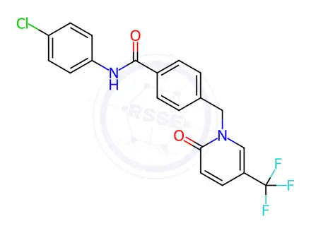 Chemical structure of N-(4-chlorophenyl)-4-((2-oxo-5-(trifluoromethyl)pyridin-1(2H)-yl)methyl)benzamide