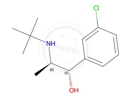 Chemical structure of (1S,2R)-2-(tert-butylamino)-1-(3-chlorophenyl)propan-1-ol