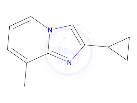 Chemical structure of 2-cyclopropyl-8-methylimidazo[1,2-a]pyridine