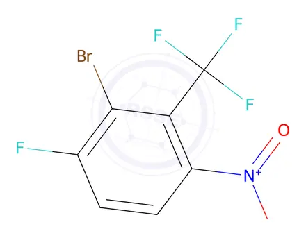 Chemical structure of Benzene, 2-bromo-1-fluoro-4-nitro-3-(trifluoromethyl)-