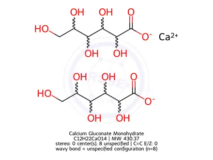 Chemical structure of Calcium Gluconate Monohydrate