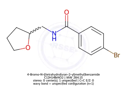 Chemical structure of 4-Bromo-N-((tetrahydrofuran-2-yl)methyl)benzamide