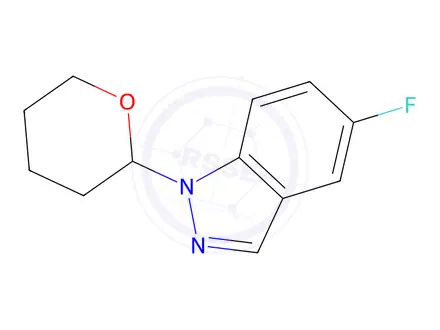 Chemical structure of 5-Fluoro-1-(tetrahydro-2H-pyran-2-yl)-1H-indazole