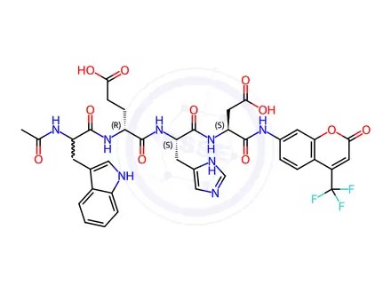 Chemical structure of Ac Trp Glu His Asp Afc