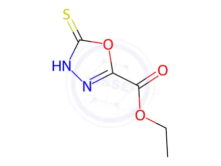 Chemical structure of ethyl 5-sulfanyl-1,3,4-oxadiazole-2-carboxylate