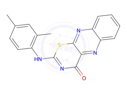 Chemical structure of 2-((2,4-Dimethylphenyl)amino)-4H-[1,3]thiazino[5,6-b]quinoxalin-4-one