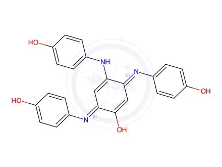 Chemical structure of 4,4'-((1E,1'E)-(2-hydroxy-5-((4-hydroxyphenyl)amino)cyclohexa-2,5-diene-1,4-diylidene)bis(azanylylidene))diphenol
