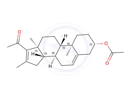 Chemical structure of 5, 16-PREGNADIEN-16-METHYL-3β-OL-20-ONE ACETATE