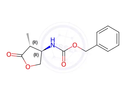 Chemical structure of Carbamic acid, [(3R,4R)-tetrahydro-4-methyl-5-oxo-3-furanyl]-, phenylmethyl ester, rel-(9CI)