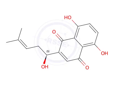 Chemical structure of (-)-Alkannin