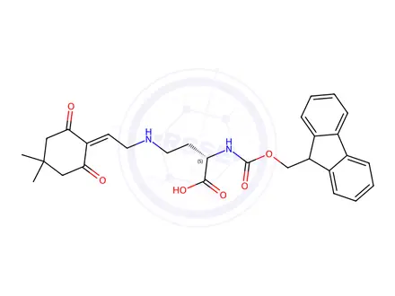 Chemical structure of (S)-2-(Fmoc-amino)-4-[[1-(4,4-dimethyl-2,6-dioxocyclohexylidene)ethyl]amino]butanoic Acid