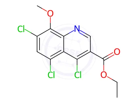 Chemical structure of Ethyl 4,5,7-trichloro-8-methoxyquinoline-3-carboxylate