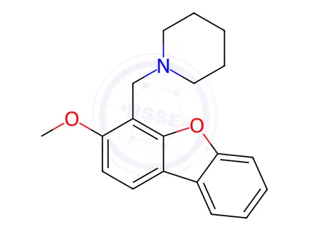 Chemical structure of 1-((3-Methoxydibenzo[b,d]furan-4-yl)methyl)piperidine