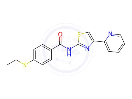 Chemical structure of 4-(Ethylthio)-N-(4-(pyridin-2-yl)thiazol-2-yl)benzamide
