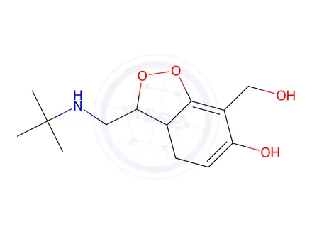 Chemical structure of 3-((tert-butylamino)methyl)-7-(hydroxymethyl)-3a,4-dihydro-3H-benzo[c][1,2]dioxol-6-ol