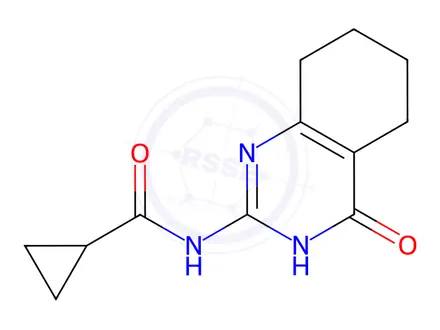 Chemical structure of N-(4-oxo-3,4,5,6,7,8-hexahydroquinazolin-2-yl)cyclopropanecarboxamide