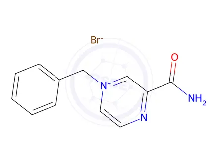 Chemical structure of 1-Benzyl-3-carbamoylpyrazin-1-ium bromide