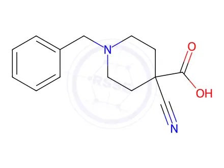 Chemical structure of 4-Piperidinecarboxylic acid, 4-cyano-1-(phenylmethyl)-