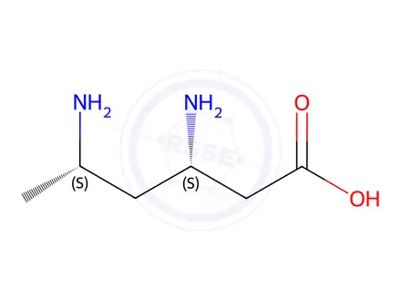 Chemical structure of (3S,5S)-3,5-Diaminocaproate