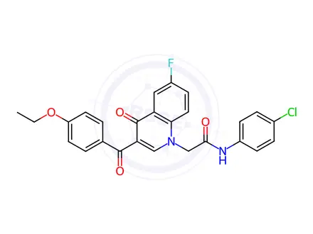 Chemical structure of N-(4-chlorophenyl)-2-[3-(4-ethoxybenzoyl)-6-fluoro-4-oxoquinolin-1-yl]acetamide