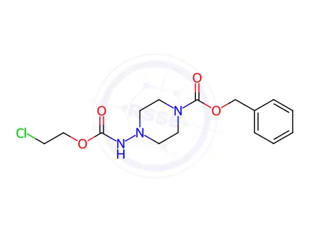 Chemical structure of Benzyl 4-(((2-chloroethoxy)carbonyl)amino)piperazine-1-carboxylate