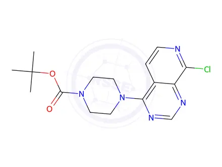 Chemical structure of 4-(8-Chloro-pyrido[3,4-d]pyrimidin-4-yl)-piperazine-1-carboxylic acid tert-butyl ester