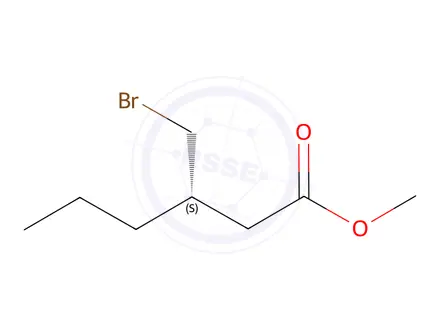 Chemical structure of (S)-methyl 3-(bromomethyl)hexanoate