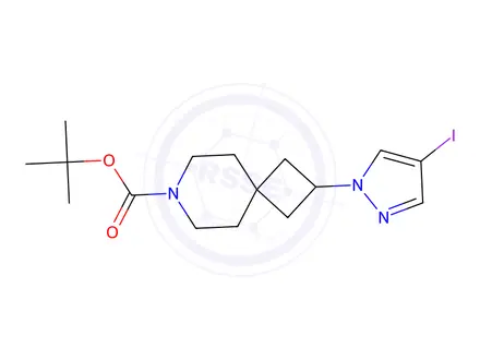 Chemical structure of tert-Butyl 2-(4-iodo-1H-pyrazol-1-yl)-7-azaspiro[3.5]nonane-7-carboxylate