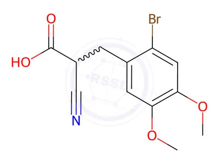 Chemical structure of 3-(Bromo-4,5-dimethoxyphenyl)-2-cyanopropanoic Acid
