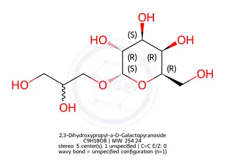 Chemical structure of 2,3-Dihydroxypropyl-a-D-Galactopyranoside