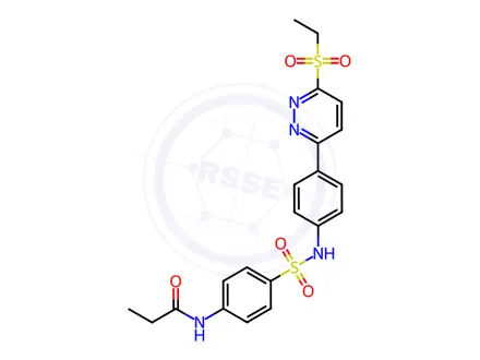 Chemical structure of N-(4-(N-(4-(6-(Ethylsulfonyl)pyridazin-3-yl)phenyl)sulfamoyl)phenyl)propionamide