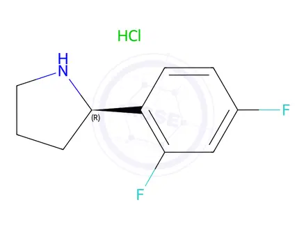 Chemical structure of Pyrrolidine, 2-(2,4-difluorophenyl)-, hydrochloride (1:1), (2R)-