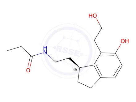Chemical structure of (S)-N-[2-[2,3-Dihydro-6-hydroxy-7-(2-hydroxyethyl)-1H-inden-1-yl]ethyl]propanamide